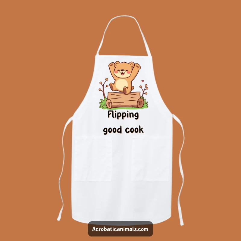 Funny Bear Cartwheel Apron: Cook with Log Acrobat Flair, Ideal Funny Gift