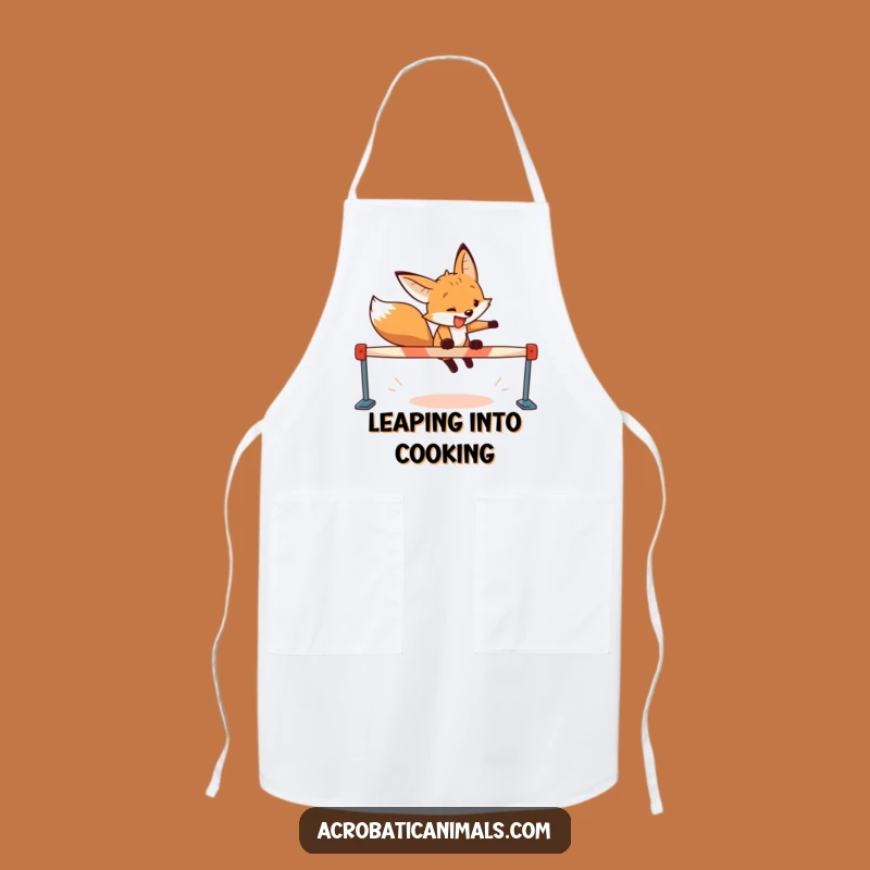 Funny Fox Hurdler Apron - Cook with Determination, Hilarious Chef Gift!