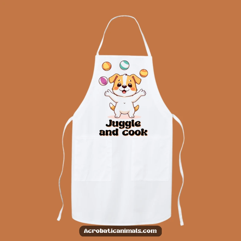 Funny Juggling Dog Apron: Kitchen Canine Circus for Messy Fun