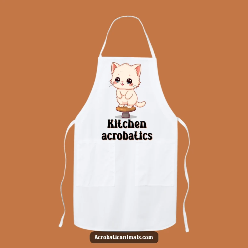 Funny Kitten Beam Balance Apron: Chef's Fun Gymnastics Wear for the Kitchen!