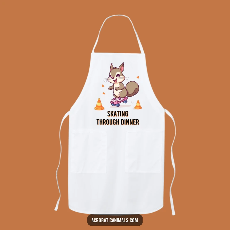 Funny Squirrel Roller Skates Apron - Kitchen Speedster & Humorous Gear