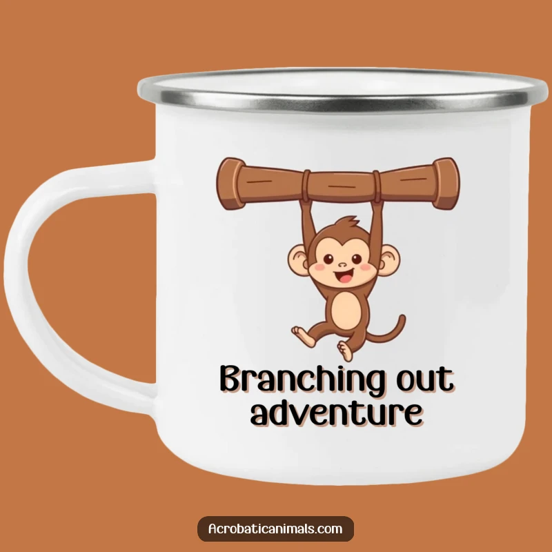 Funny Monkey Swinging Camping Mug - Mischievous Adventurer, Hilarious Jungle Camp Gift