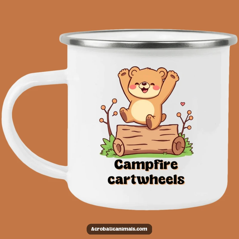 Funny Bear Cartwheel Camping Mug: Adventure with Log Acrobat Spirit, Perfect Gift