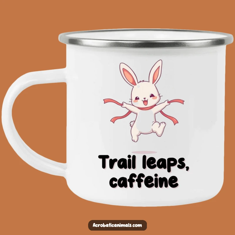 Funny Bunny High Jump Camping Mug: Adventure with Gymnastics Flair!