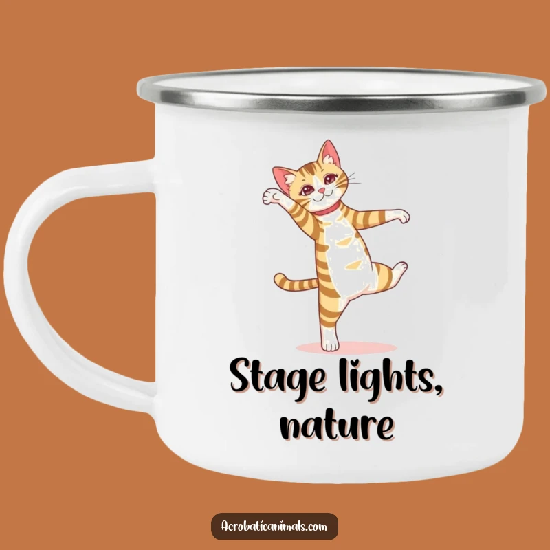 Funny Cat Pirouette Camping Mug - Outdoor Dancer Drinkware, Ideal Funny Gift