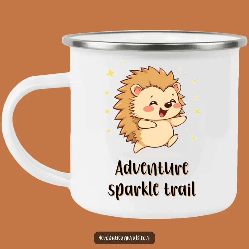 Funny Hedgehog Cartwheel Camping Mug - Sparkle Adventure Mug, Outdoor Humorous Gift