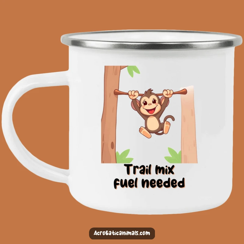 Funny Monkey Swinging Camping Mug: Energetic Primate Drinkware, Perfect Funny Gift