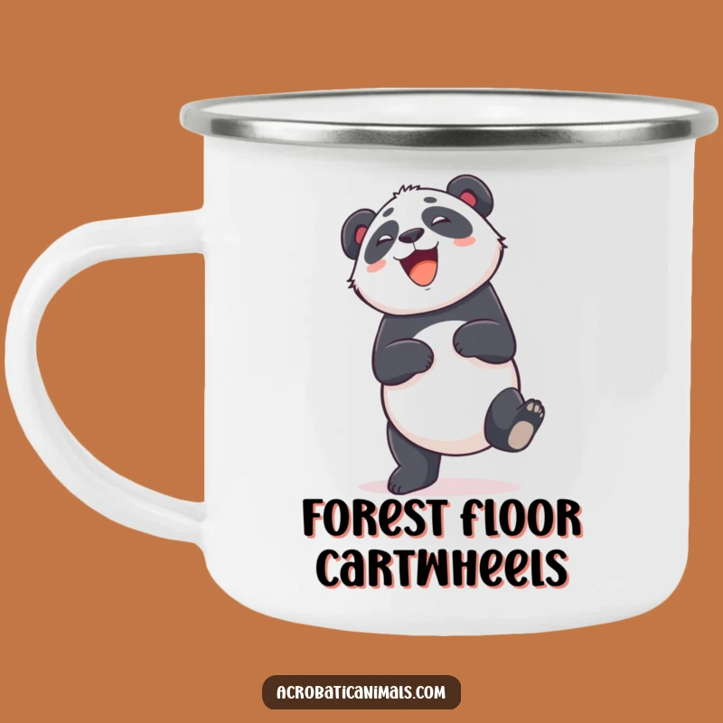 Funny Panda Cartwheel Camping Mug: Giggling Bear Drinkware, Perfect Funny Gift