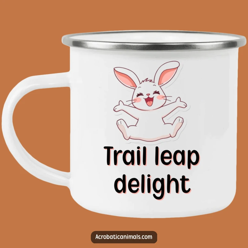 Funny Rabbit Split Jump Camping Mug: Joyful Floppy Ears Outdoor Gift