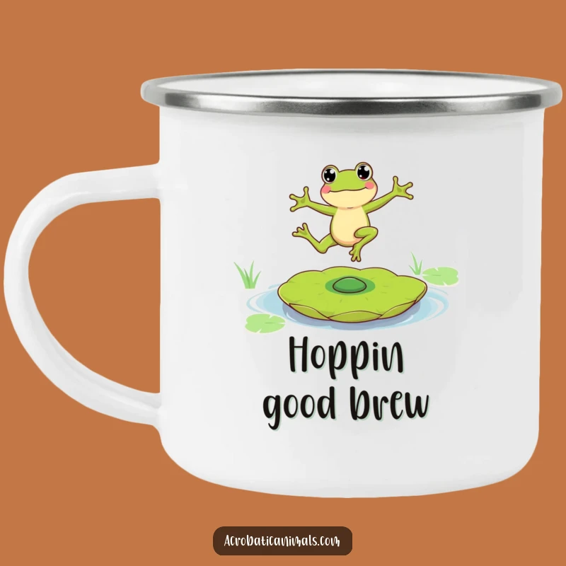 Funny Leaping Frog Camping Mug: Durable Amphibian Acrobatics Outdoor Humor