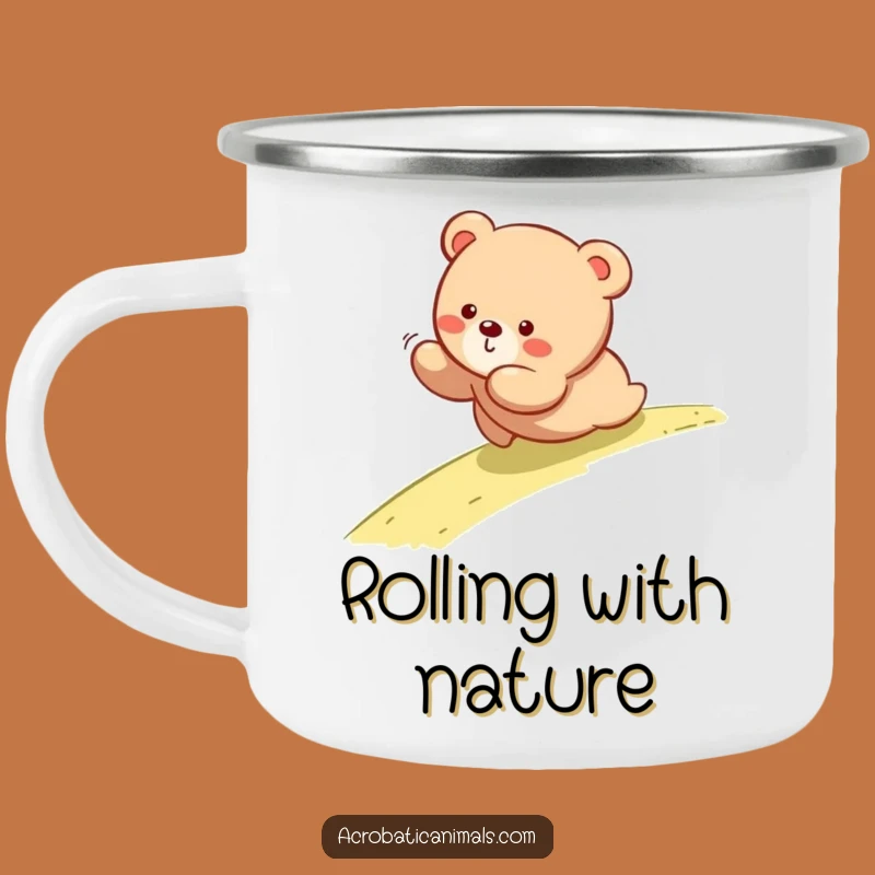 Funny Tumbling Bear Cub Camping Mug - Cozy & Adorable Drinkware for Adventures