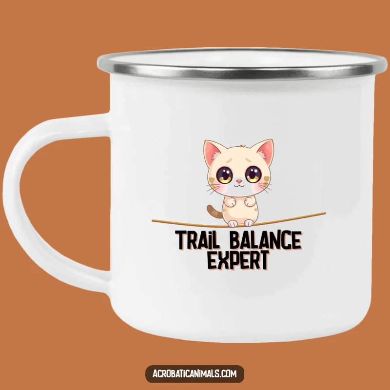 Funny Cat Tightrope Camping Mug: Adventure Fuel with Humor