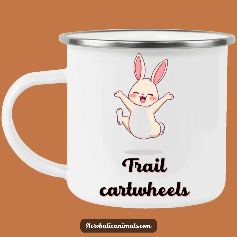 Funny Bunny Cartwheel Camping Mug: Adventures with Bouncing Joy