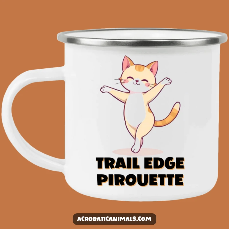 Funny Cat Arabesque Camping Mug: Graceful Kitty Ballet Outdoor Gift