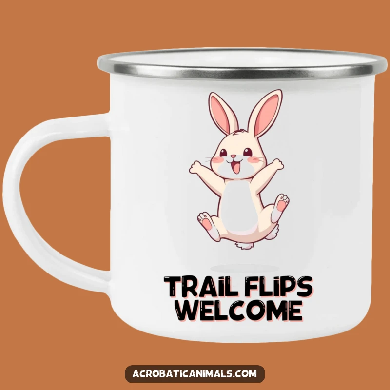 Funny Bouncy Bunny Somersault Camping Mug - Joyful Brew for Outdoor Fun