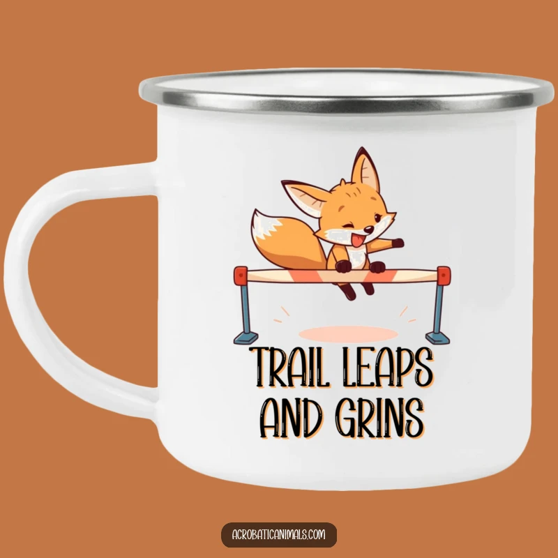Funny Fox Hurdler Camping Mug - Trailblazing Humor, Outdoor Gift!