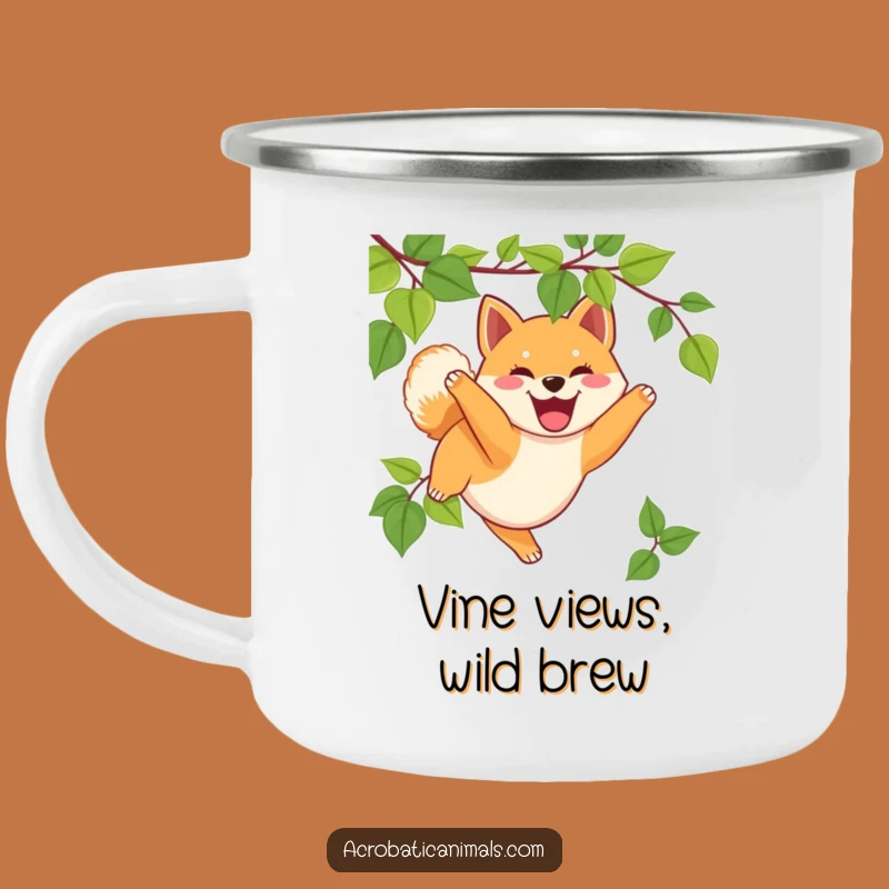 Funny Shiba Inu Camping Mug: Swinging Puppy Outdoor Gift