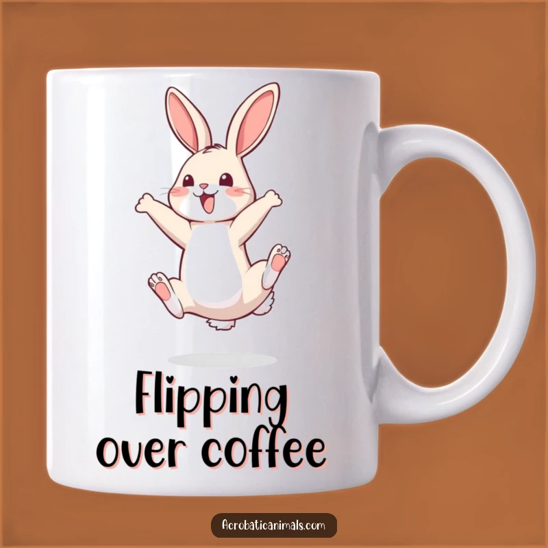 Funny Bouncy Bunny Somersault Mug - Joyful & Humorous Gift for Springtime Lovers