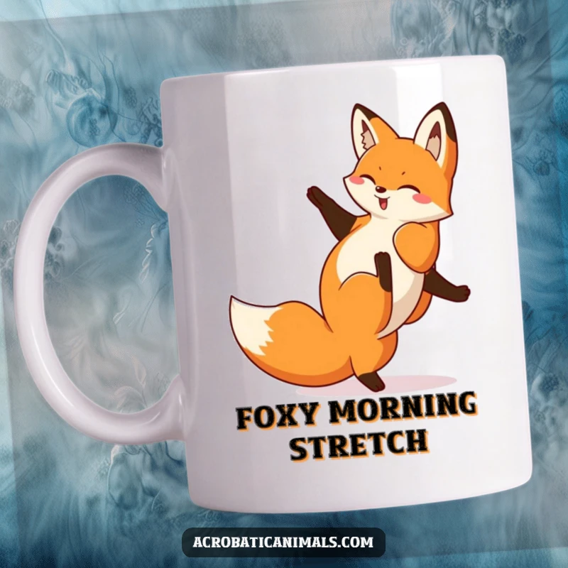 Funny Fox Cartwheel Mug featuring a playful fox executing a flawless cartwheel, radiating speed, agility, and mischievous fun.