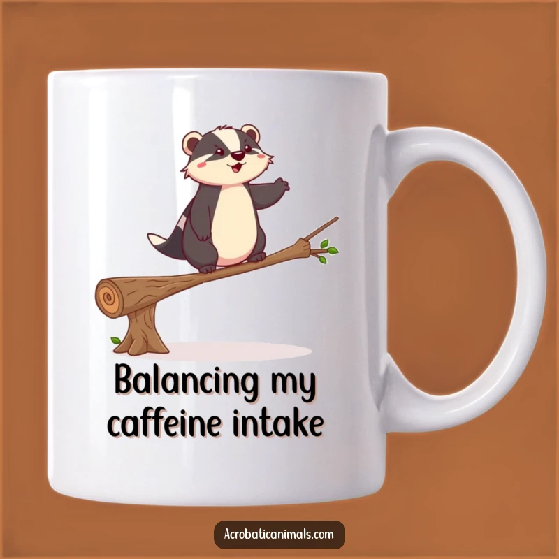 Funny Badger Balance Mug: Determined Badger’s Journey Makes a Perfect Funny Gift