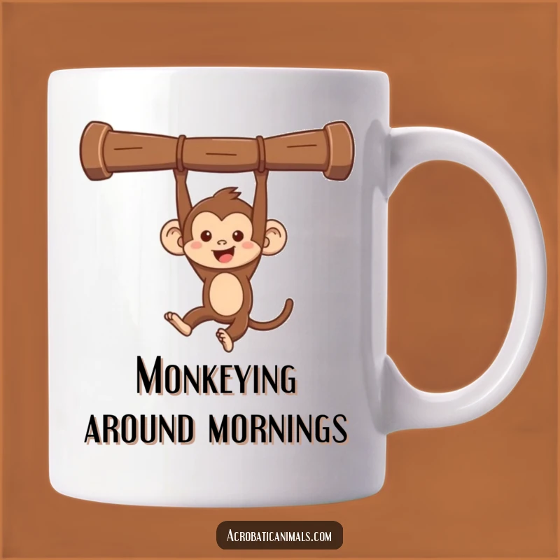 Funny Monkey Swinging Mug - Mischievous Acrobat, Hilarious Jungle Fun Gift