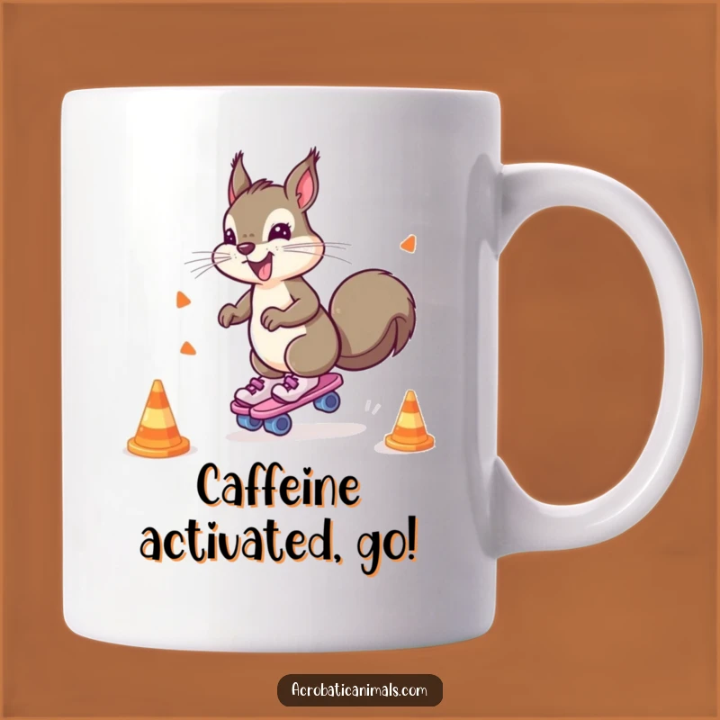 Funny Squirrel Roller Skates Mug - High-Energy Humorous Gift for Nutty Friends