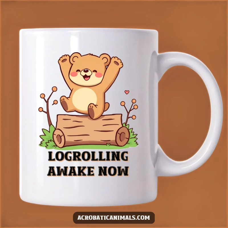 Funny Bear Cartwheel Mug: Joyful Log Acrobat Fun, Perfect Funny Gift