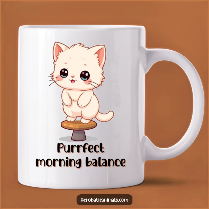 Funny Kitten Beam Balance Mug: A Hilarious Gymnastics Gift for Cat Lovers!