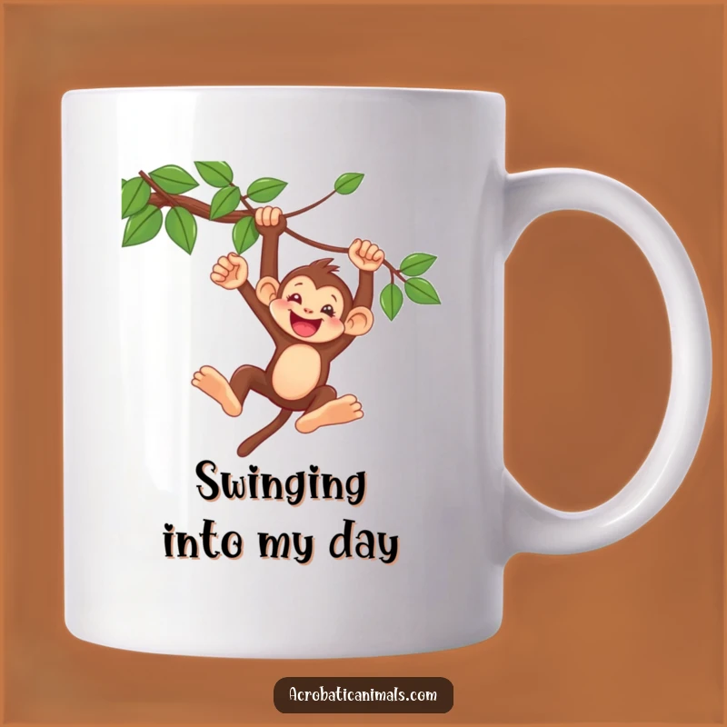 Funny Monkey Vine Swing Mug: Delighted Character, Perfect Gift for Playful Souls