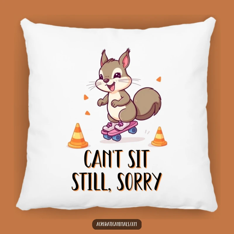 Funny Squirrel Roller Skates Pillow - Comfy Cushion for Energetic Decor