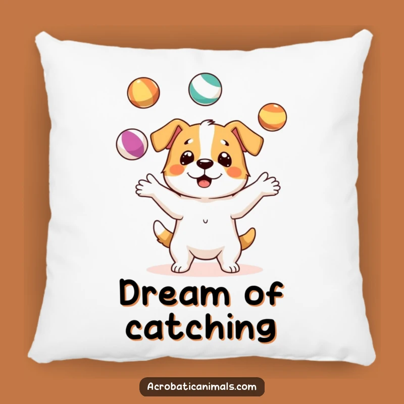 Funny Juggling Dog Pillow: Soft Canine Circus Cushion for Cozy Giggles