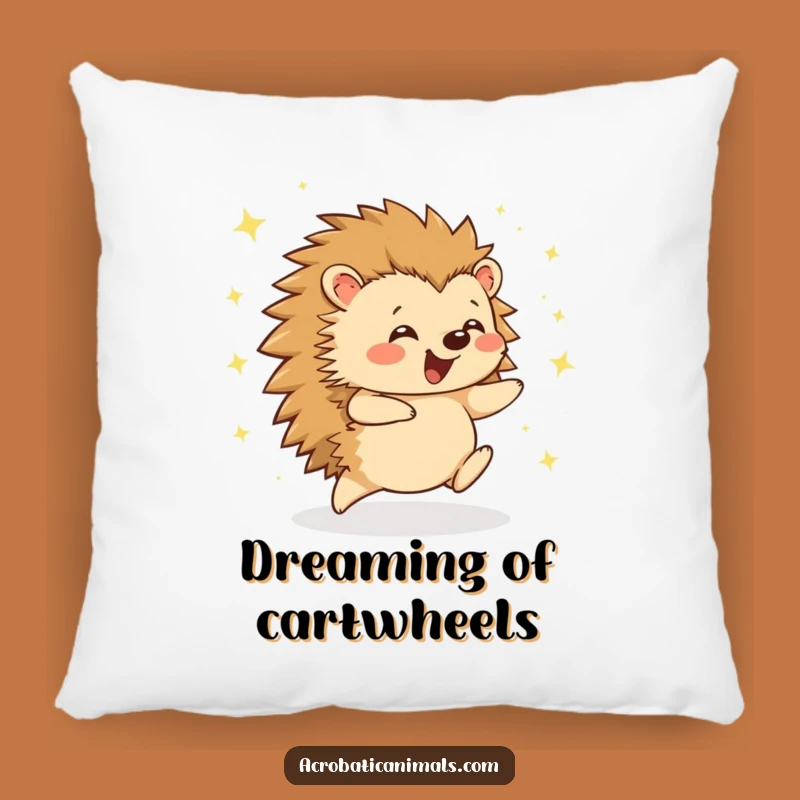 Funny Hedgehog Cartwheel Pillow - Cozy Sparkle Hedgehog Cushion, Adorable Humorous Home Decor Gift