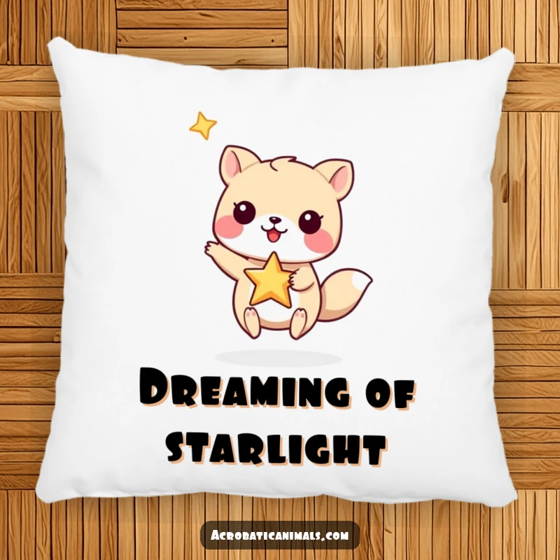 Funny Pillow: A small animal balancing a star on its paw, providing comfort and a whimsical touch of ambition.