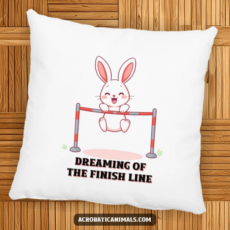 Funny rabbit pillow showcasing a cheerful high jump attempt, adding a touch of humor and comfort to any space, a great funny gift.