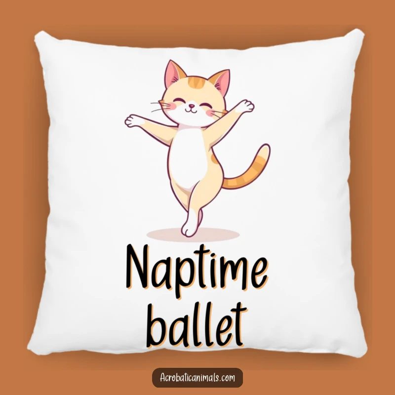 Funny Cat Arabesque Pillow: Cozy Graceful Kitty Ballet Accent Pillow, Gift