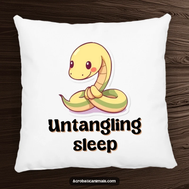Funny pillow featuring a snake tied into a playful knot, bringing comfort and a touch of flexible humor.