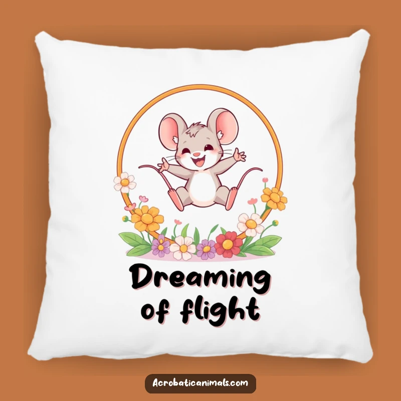 Funny Mouse Leaping Pillow - Cozy Brave Cushion, Hilarious Floral Home Decor Gift