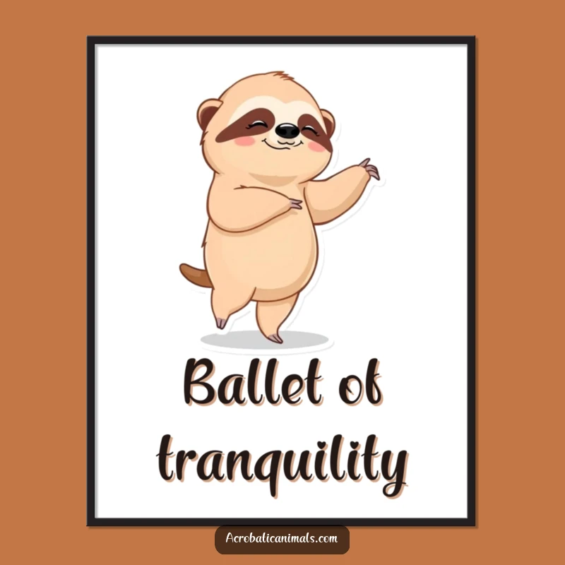 Funny Sloth Ballet Digital Art - Slow Graceful Dancer, Instant Hilarious Decor Gift