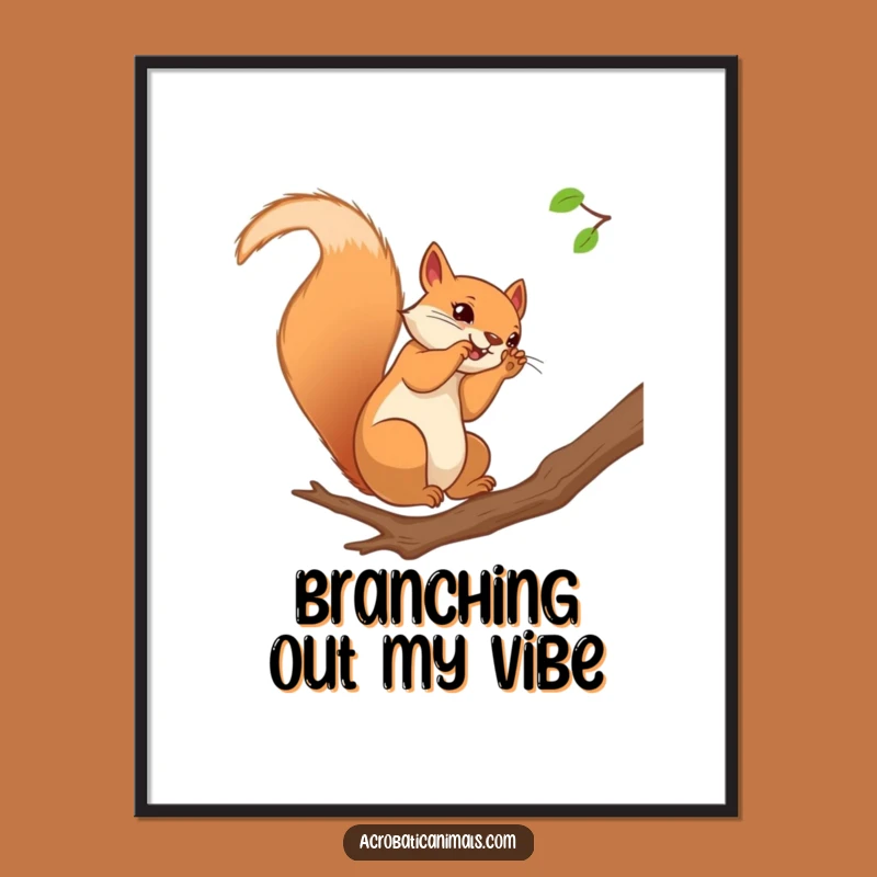 Funny Squirrel Somersault Digital Art - Instant Whimsy, Hilarious Wall Decor Gift!