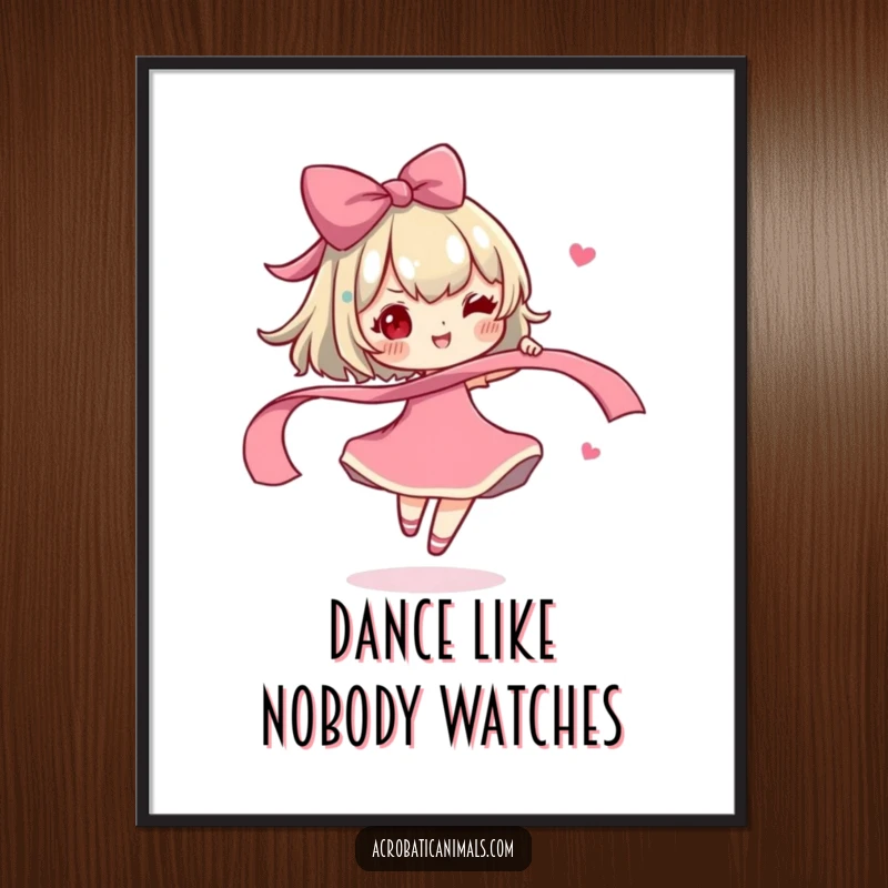 Funny Digital Art: A cute character spinning a ribbon with carefree delight, a joyful and downloadable art piece.