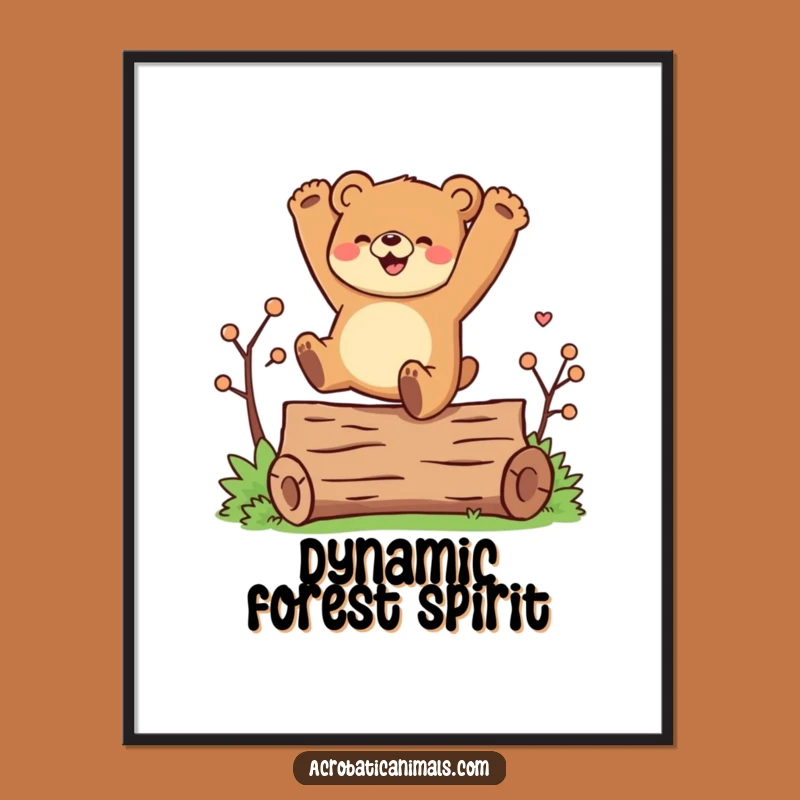 Funny Bear Cartwheel Digital Art: Instant Log Acrobat Joy, Unique Funny Gift