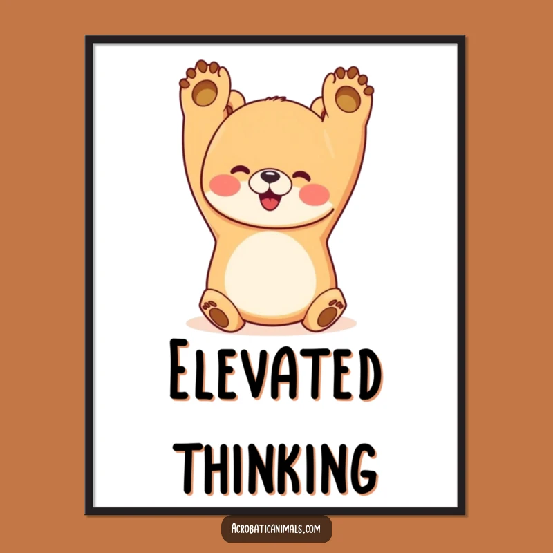 Funny Bear Handstand Digital Art: Happy Yogi Bear Print, Gift