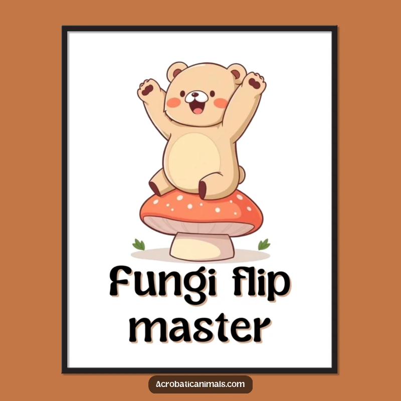 Funny Bear Handstand Digital Art: Whimsical Print for Wall Decor