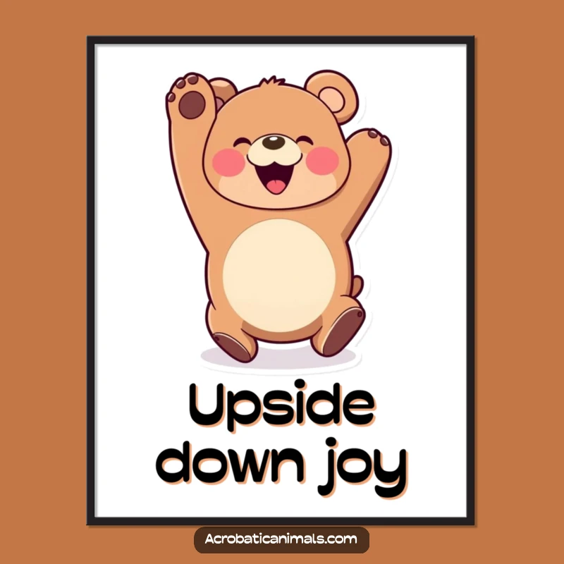 Funny Bear Somersault Digital Art: Happy Smile Download, Perfect Instant Gift