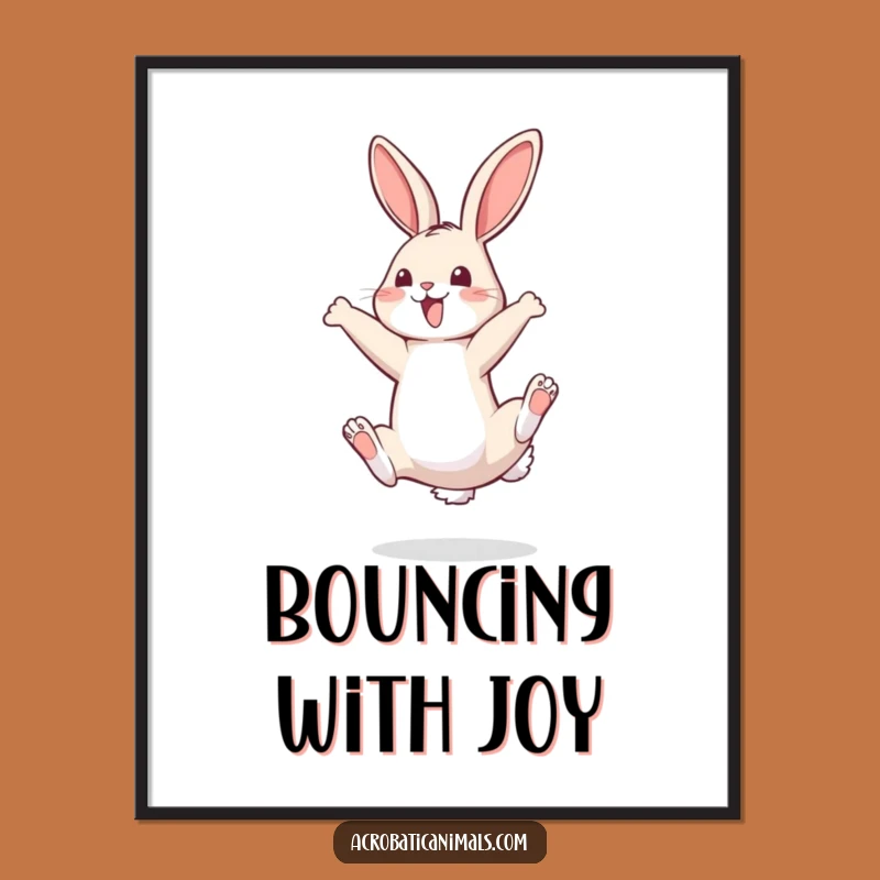 Funny Bouncy Bunny Somersault Digital Art - High-Res Joyful Print for Instant Decor