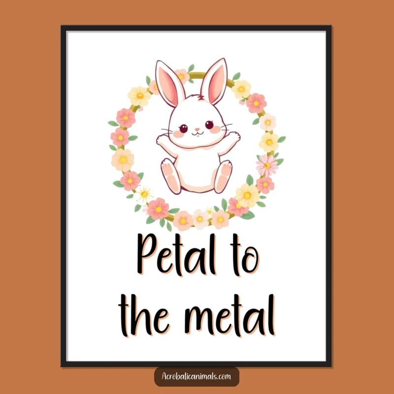 Funny Bunny Hoop Leap Digital Art: Whimsical Print for Wall Decor