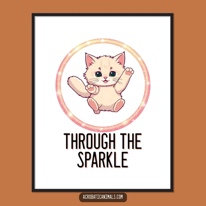 Funny Cat Hoop Leap Digital Art: Instant Whimsy for Your Space