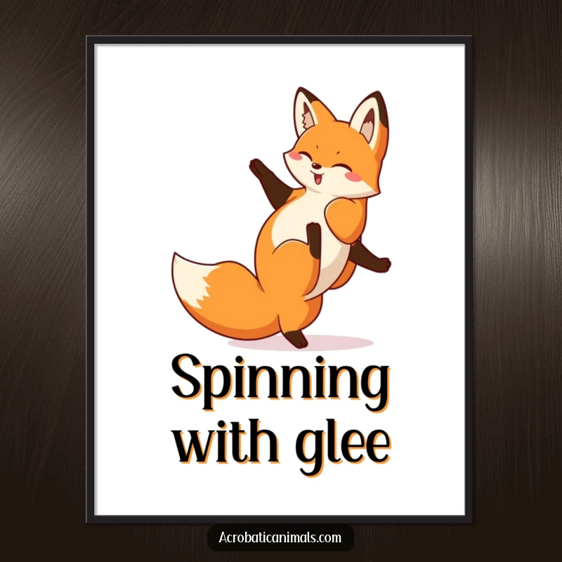 Funny Fox Cartwheel Digital Art Print: A playful fox executing a cartwheel, high-resolution downloadable art for instant smiles and agile fun.