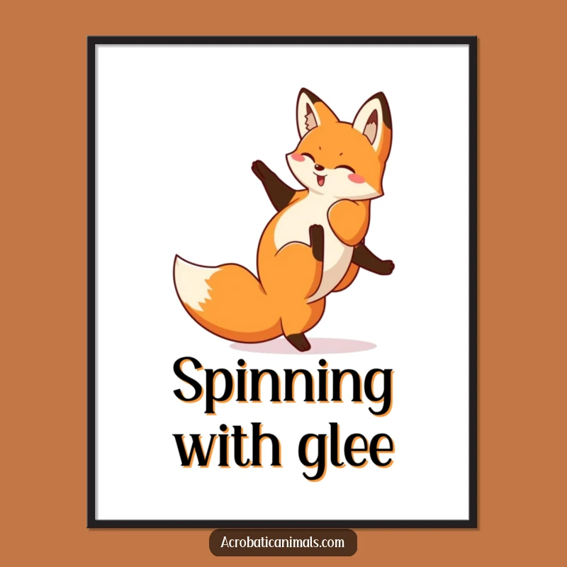 Funny Fox Cartwheel Digital Art: Playful Acrobat Download, Perfect Instant Gift