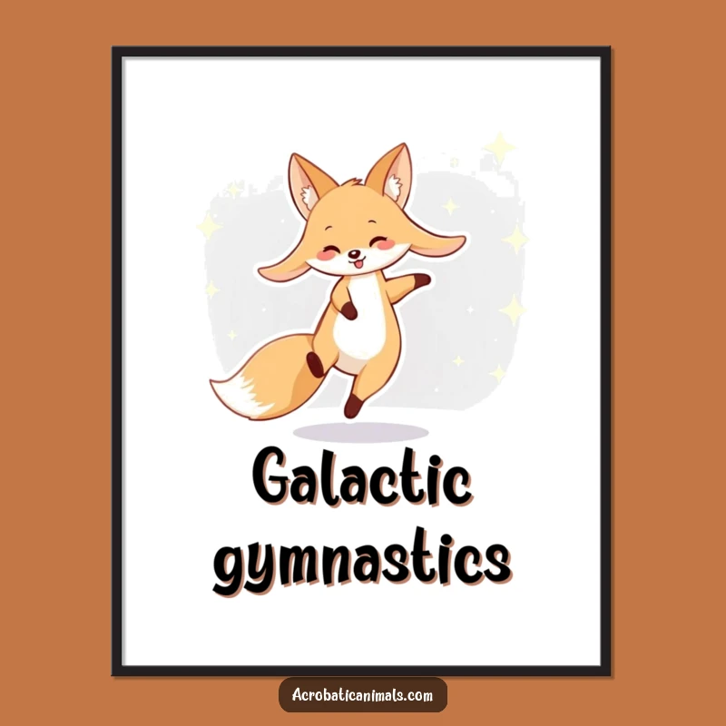 Funny Fox Cartwheel Digital Art: Whimsical Print for Wall Decor